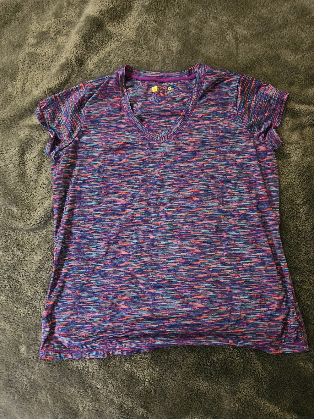 Xersion V-Neck Short Sleeve Active Tee - Purple Multi